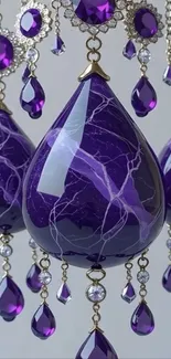 Elegant wallpaper with dangling purple gems.