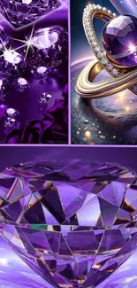 Elegant purple gemstone wallpaper with luxurious design.