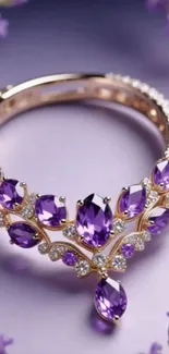 Purple gemstone bracelet with diamonds