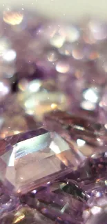 Close-up of sparkling purple gemstones in a vibrant pile.