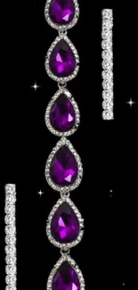 Purple gemstones on elegant black background.