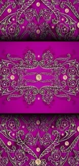 Purple and gold ornate pattern wallpaper for mobile.