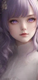 Anime girl with purple hair and lavender eyes.