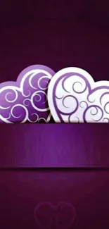 Purple heart design mobile wallpaper with artistic patterns.