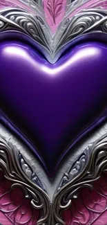 Ornate purple heart with silver accents