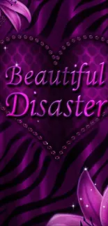 Purple heart with floral and stripes design.
