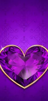 Elegant purple heart gemstone wallpaper with intricate patterns.