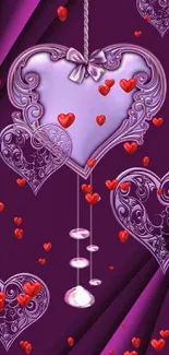 Elegant purple heart wallpaper with intricate design.