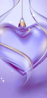 Elegant purple heart wallpaper with a swirl design.