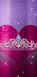 Elegant purple heart wallpaper with a royal crown design.