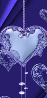 Elegant purple heart wallpaper with intricate patterns.