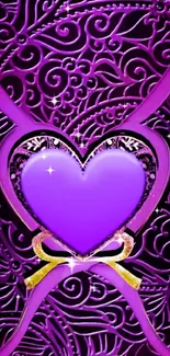 Purple heart with intricate ornate patterns wallpaper.