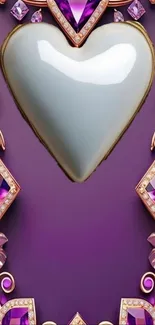 Elegant heart with purple jewel frame.