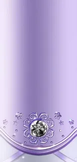 Elegant lavender wallpaper with jeweled design and ornamental accents.