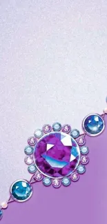 Purple jewel design wallpaper with gemstones.