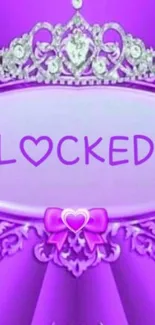 Purple wallpaper with crown and 'locked' text.