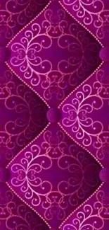 Purple decorative wallpaper with intricate ornament pattern.