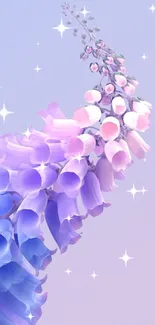 Elegant purple pastel floral mobile wallpaper with soft hues.