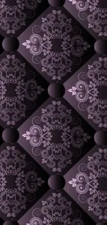 Intricate purple patterned wallpaper design.