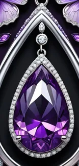 Purple gemstone pendant with floral design