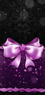 Elegant purple ribbon on starry background wallpaper.