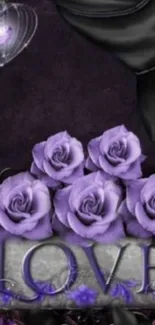 Purple roses wallpaper with love theme.