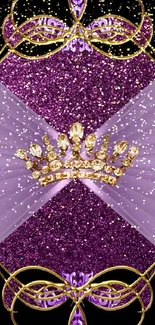 Mobile wallpaper with a purple background and a golden crown design.