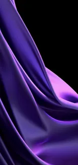 Elegant purple silk drape wallpaper with rich texture.