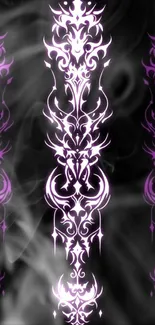 Intricate purple design with smoke on black background.