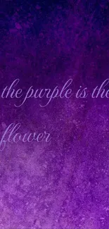 Elegant purple textured wallpaper with inspirational phrase.