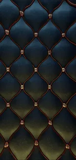 Elegant quilted leather texture with blue and bronze tones for mobile wallpaper.