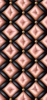 Luxurious geometric quilted pattern on wallpaper.