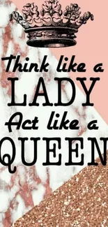 Inspirational queen quote wallpaper with crown and stylish design.