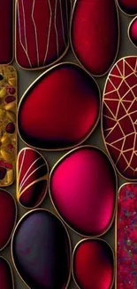 Elegant red abstract wallpaper with intricate patterns.