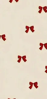 Cream background with red bows pattern wallpaper.