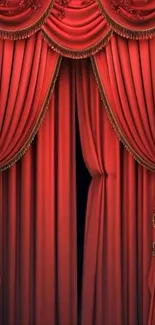 Elegant red curtain with luxurious design.
