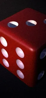 3D rendering of a red dice on a dark background.