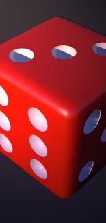 3D red dice with a shadow on dark background