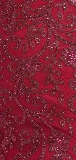 Elegant red floral lace pattern for mobile wallpaper.