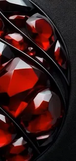 Mobile wallpaper with elegant red gemstones on dark background.