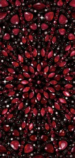 Intricate red gemstone patterned wallpaper for mobile.