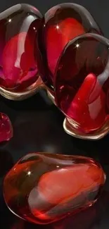 Elegant red gemstone wallpaper with glossy ruby-like stones.