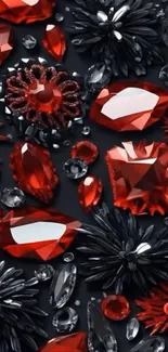 Beautiful mobile wallpaper with red gemstones and crystals.