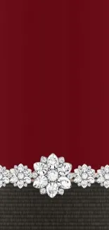 Elegant red wallpaper with sparkling jewel embellishments.