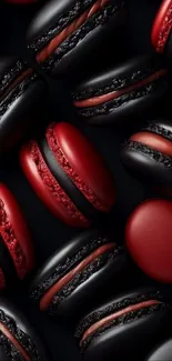 Elegant red and black macaron pattern wallpaper.