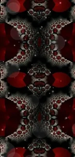 Repeating red and black pattern wallpaper.