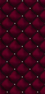 Elegant dark red quilted pattern wallpaper with diamond accents.