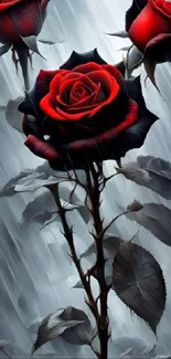 Elegant red rose art wallpaper with vibrant flowers.