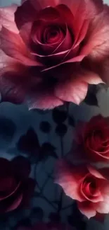 Elegant red roses in full bloom wallpaper.