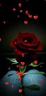 Elegant red rose on a dark background mobile wallpaper.